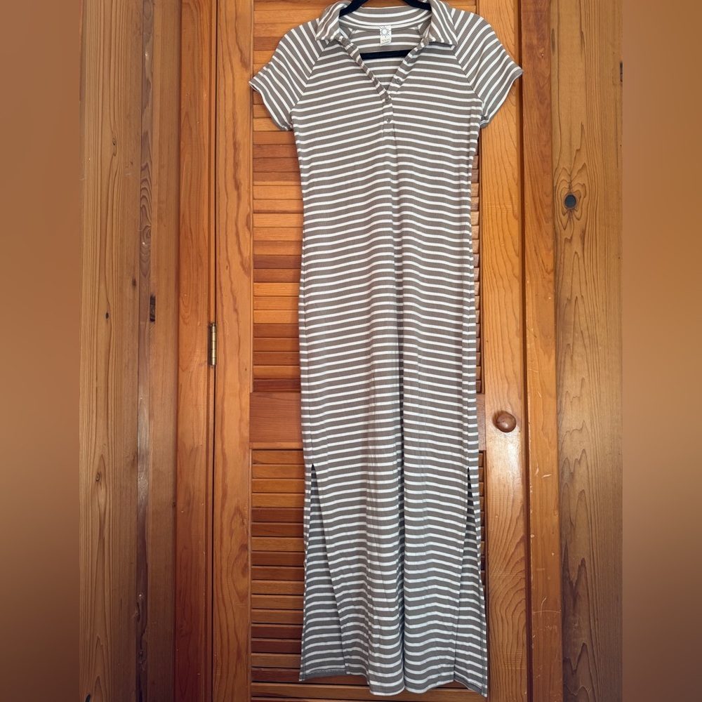 Aerie Striped Maxi Dress with slit size small